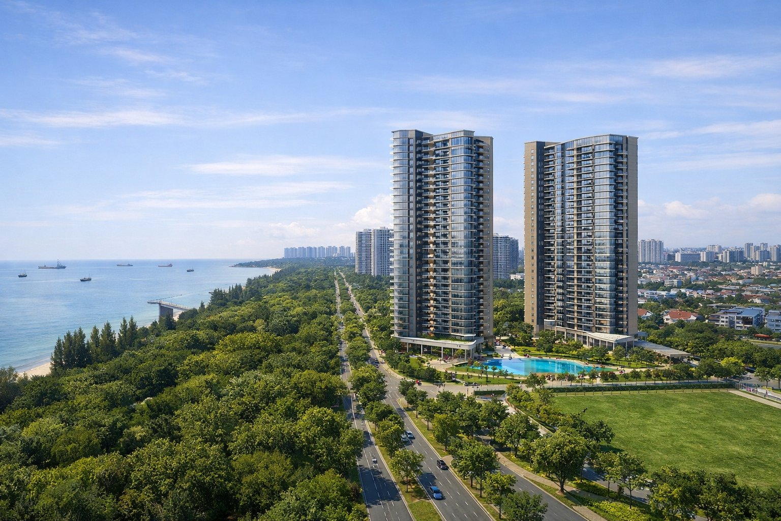 Vela Bay daytime aerial